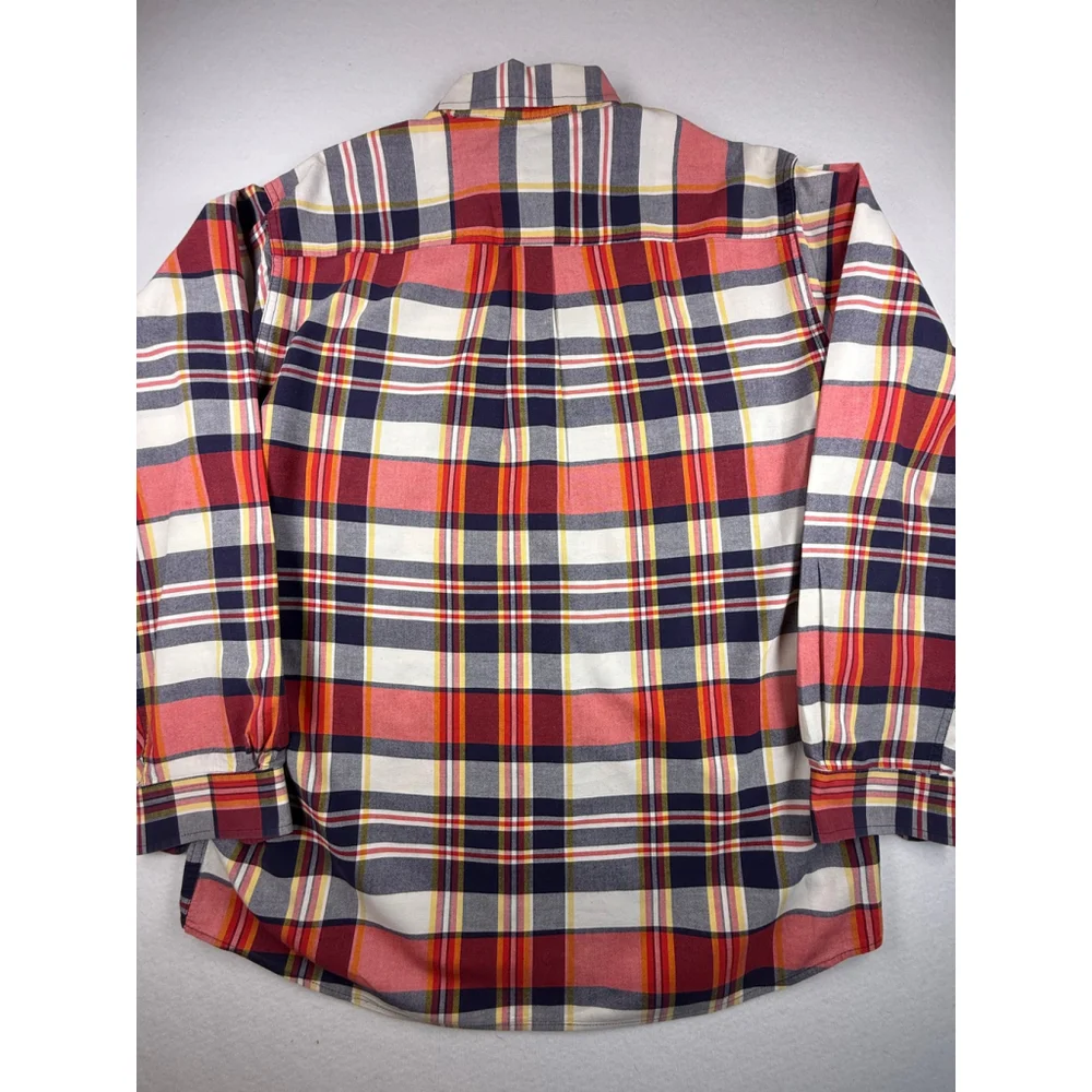 Cinch Plaid Western Button-Down Shirt Men’s Medium Red Navy Yellow Cotton